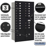Maximum Height Recessed Mounted 4C Horizontal Mailbox with 15 Doors and 3 Parcel Lockers - Rear Loading