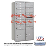 Recessed Mounted 4C Horizontal Mailbox - Maximum Height Unit with Double Column and Parcel Lockers