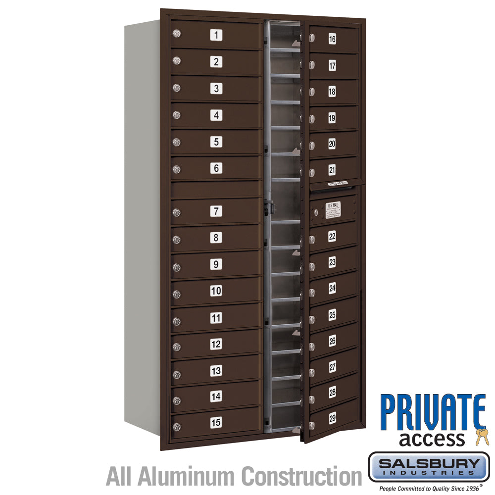 Maximum Height Recessed Mounted 4C Horizontal Mailbox with 29 Doors - Bronze - Private Access