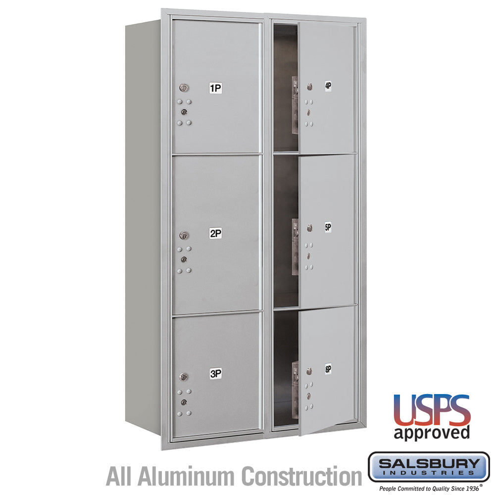 Maximum Height Recessed Mounted Parcel Locker with 6 Compartments - Rear Loading