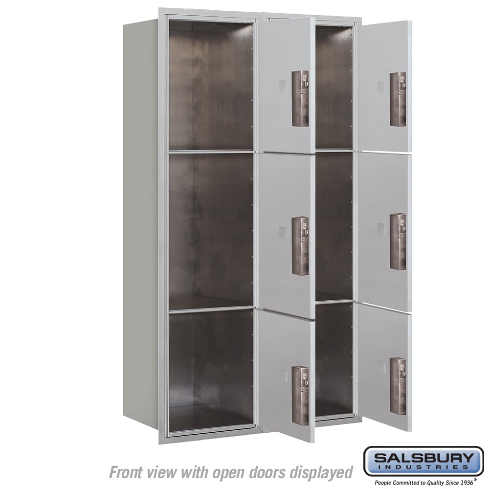 Maximum Height Recessed Mounted Parcel Locker with 6 Compartments - Rear Loading