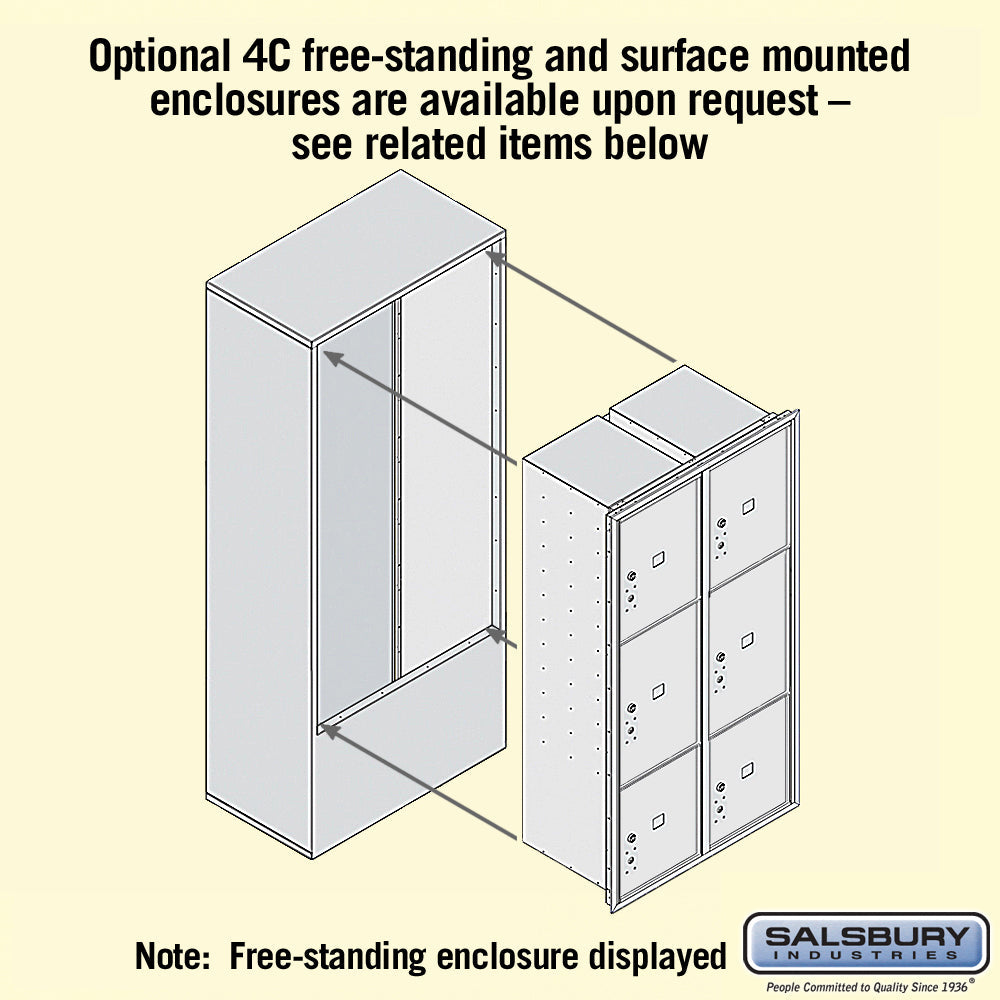 Maximum Height Recessed Mounted Parcel Locker with 6 Compartments - Rear Loading