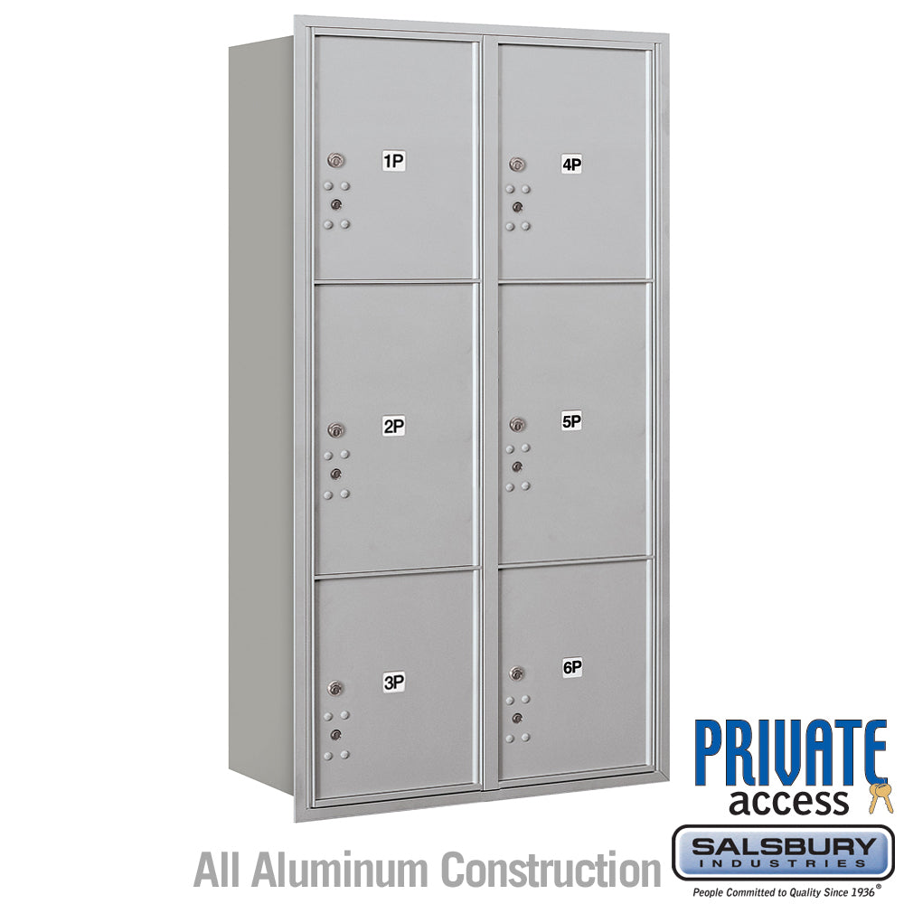 Maximum Height Recessed Mounted Parcel Locker with 6 Compartments - Rear Loading