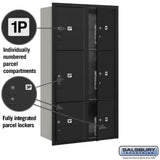 Maximum Height Recessed Mounted 4C Horizontal Parcel Locker with 6 Compartments - Black - Front Loading