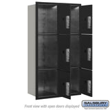 Maximum Height Recessed Mounted 4C Horizontal Parcel Locker with 6 Compartments - Black - Front Loading