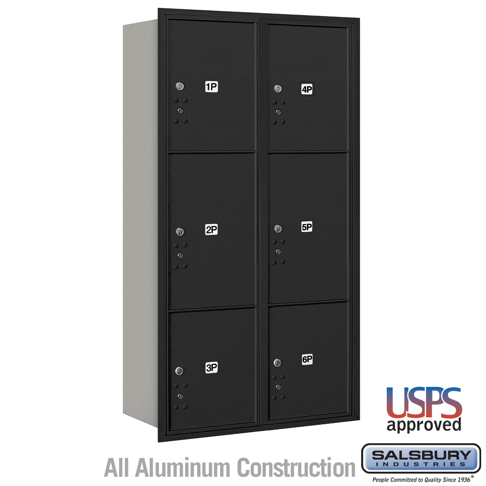 Salsbury Maximum Height Recessed Mounted Parcel Locker, 6 Compartments, Rear Loading
