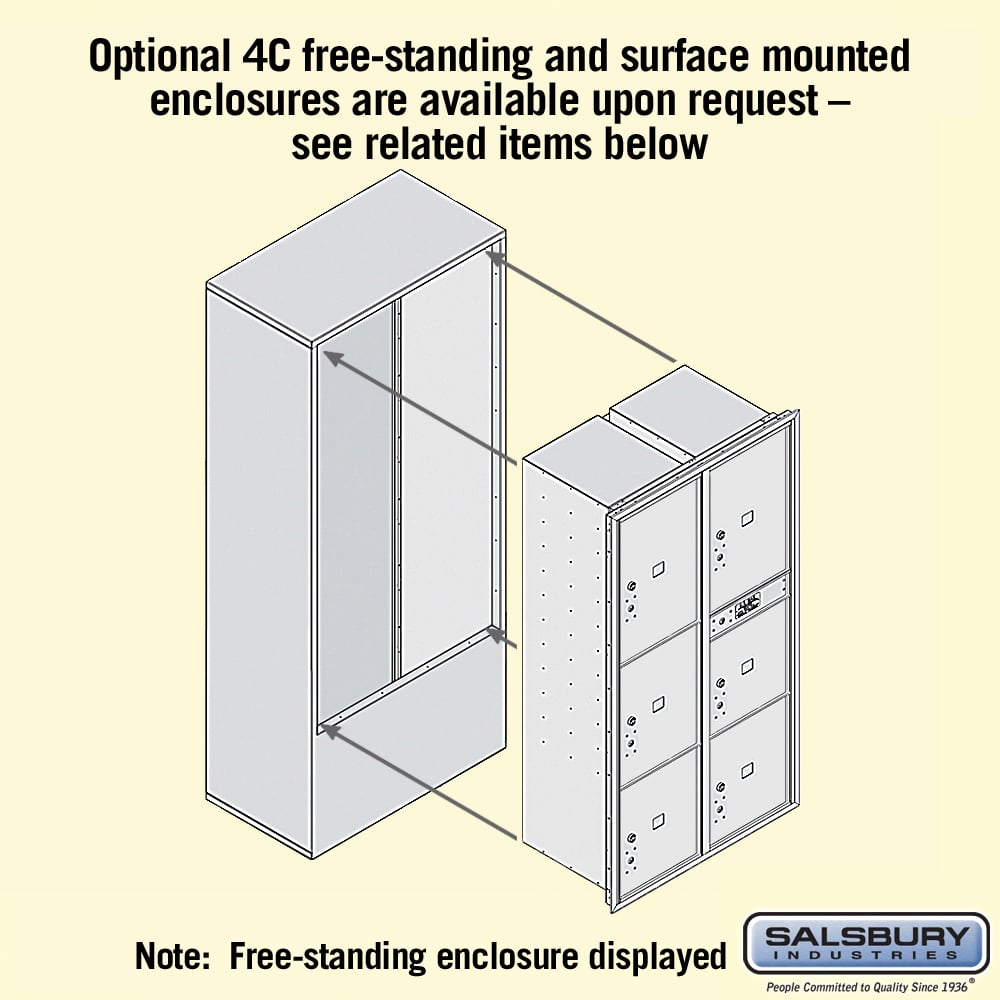 Recessed Mounted 4C Horizontal Mailbox with Master Commercial Locks - Double Column - Custom Color - Front Loading