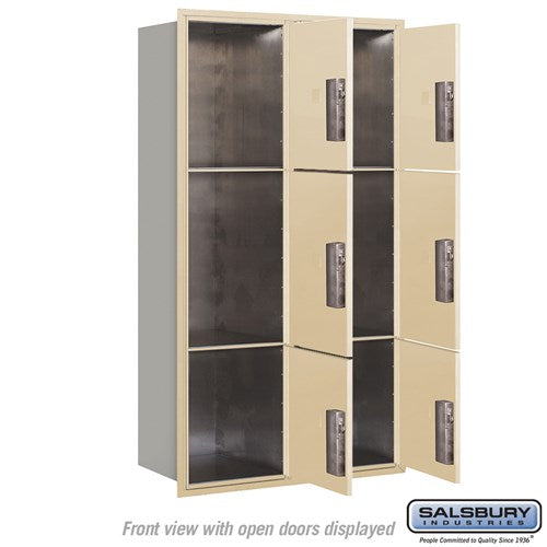 Maximum Height Recessed Mounted Parcel Locker with 6 Compartments - Sandstone - USPS Approved
