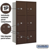 Maximum Height Recessed Mounted Parcel Locker with 6 Compartments - Bronze Rear Loading
