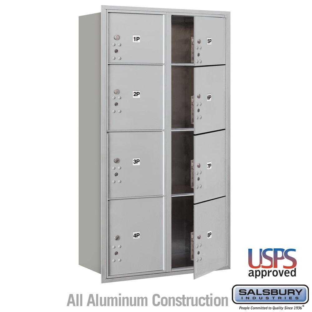 Maximum Height Recessed Mounted Parcel Locker with 8 Compartments - Front Loading