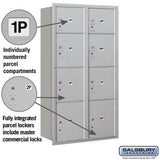 Maximum Height Recessed Mounted Parcel Locker with 8 Compartments - Rear Loading