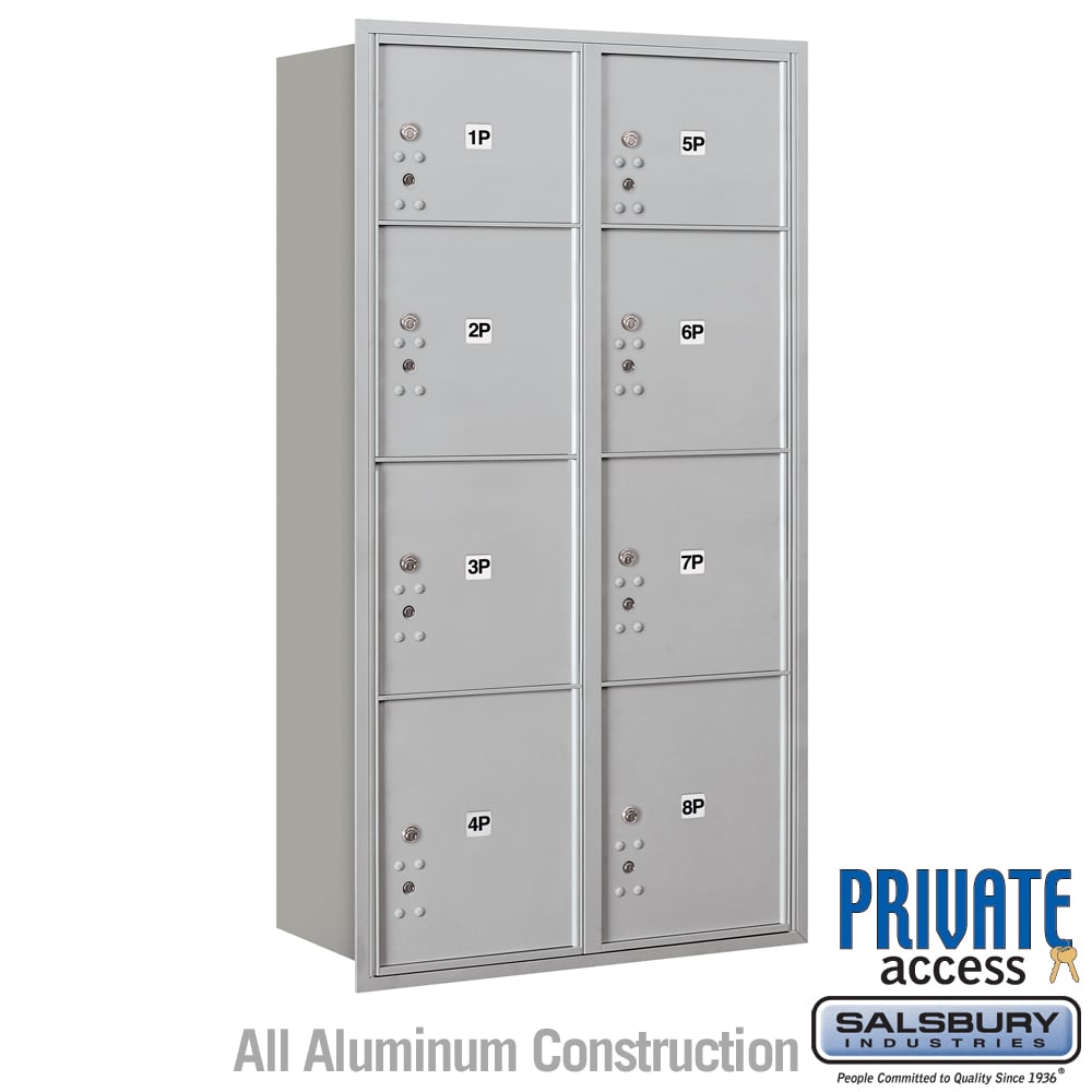 Maximum Height Recessed Mounted Parcel Locker with 8 Compartments - Rear Loading