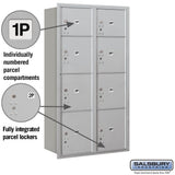 Salsbury Recessed Mounted 4C Horizontal Mailbox with Parcel Lockers, Rear Loading