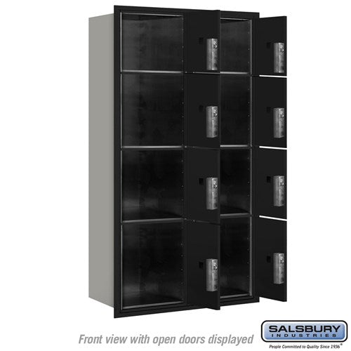 Maximum Height Recessed Mounted Parcel Locker with 8 Compartments - Black, Front Loading