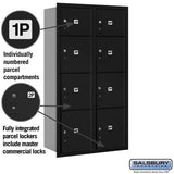 Maximum Height Recessed Mounted Parcel Locker with 8 Compartments - Black - Rear Loading