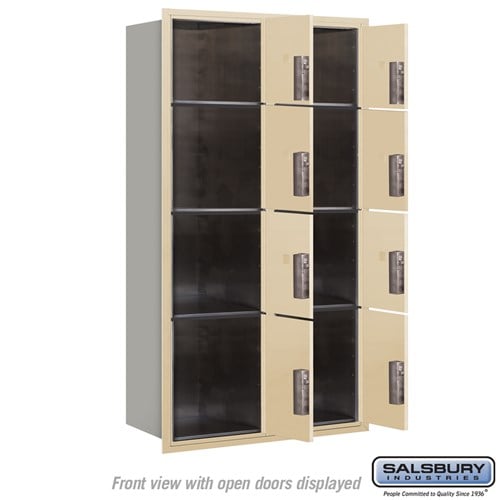 Maximum Height Recessed Mounted Parcel Locker with 8 Compartments - Sandstone Finish