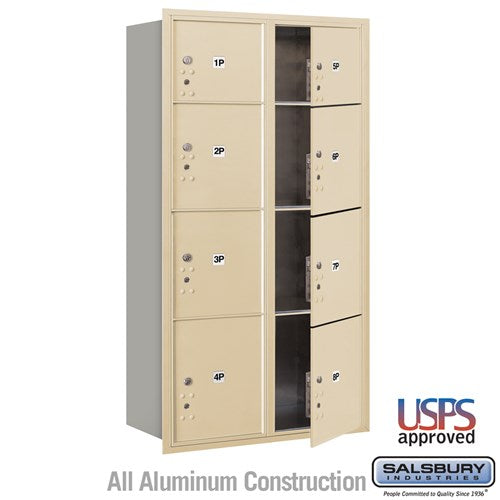 Salsbury 3700 Series 8-Parcel Locker, Recessed Mount, USPS STD-4C Approved