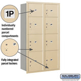 Maximum Height Recessed Mounted Parcel Locker with 8 Compartments - Sandstone - Rear Loading