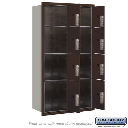 Maximum Height Recessed Mounted 4C Horizontal Parcel Locker with 8 Compartments - Bronze - Front Loading