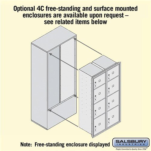 Maximum Height Recessed Mounted 4C Horizontal Parcel Locker with 8 Compartments - Bronze - Front Loading