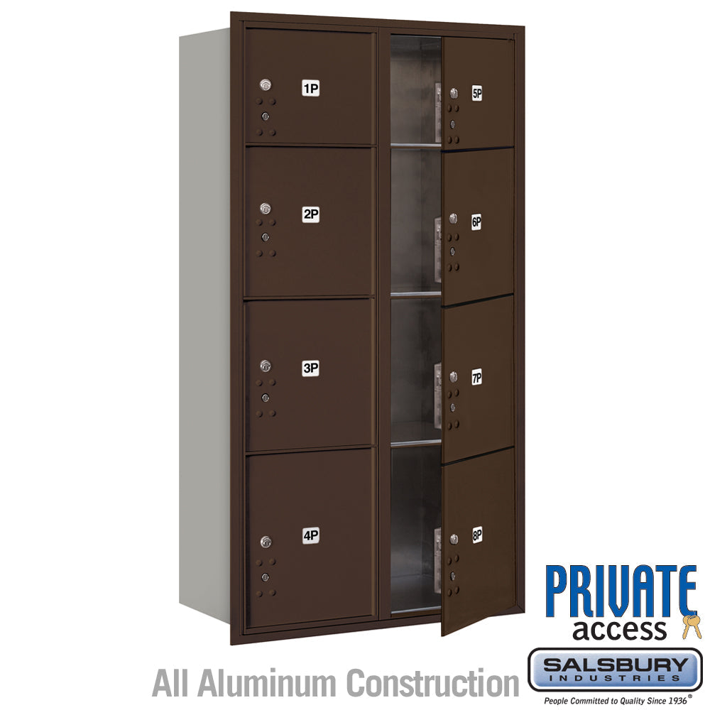 Maximum Height Recessed Mounted 4C Horizontal Parcel Locker with 8 Compartments - Bronze - Front Loading