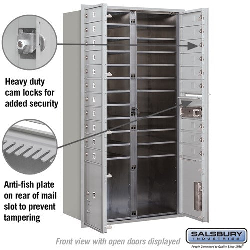 Maximum Height Recessed Mounted 4C Horizontal Mailbox with 20 Doors and 2 Parcel Lockers - Front Loading