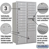Maximum Height Recessed Mounted 4C Horizontal Mailbox with 20 Doors and 2 Parcel Lockers - Rear Loading