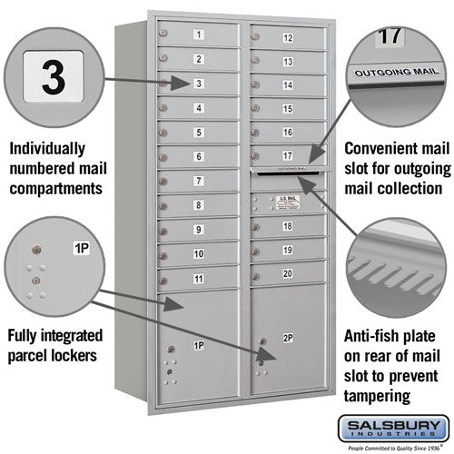 Maximum Height Recessed Mounted 4C Horizontal Parcel Locker with 8 Compartments - Bronze Rear Loading