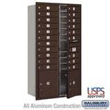 Maximum Height Recessed Mounted 4C Horizontal Mailbox with 20 Doors and 2 Parcel Lockers in Bronze with USPS Access