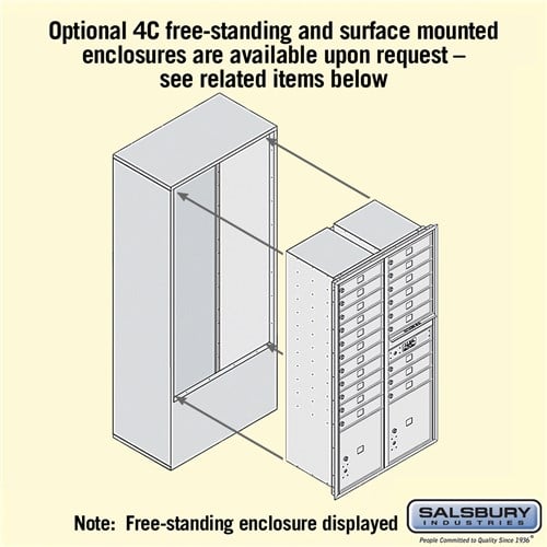 Maximum Height Recessed Mounted 4C Horizontal Mailbox with 20 Doors and 2 Parcel Lockers in Bronze with USPS Access