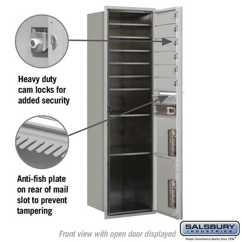 Maximum Height Recessed Mounted Mailbox with 6 Doors and 2 Parcel Lockers
