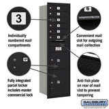 6 Door High Recessed Mounted 4C Horizontal Mailbox with Private Access - Rear Loading