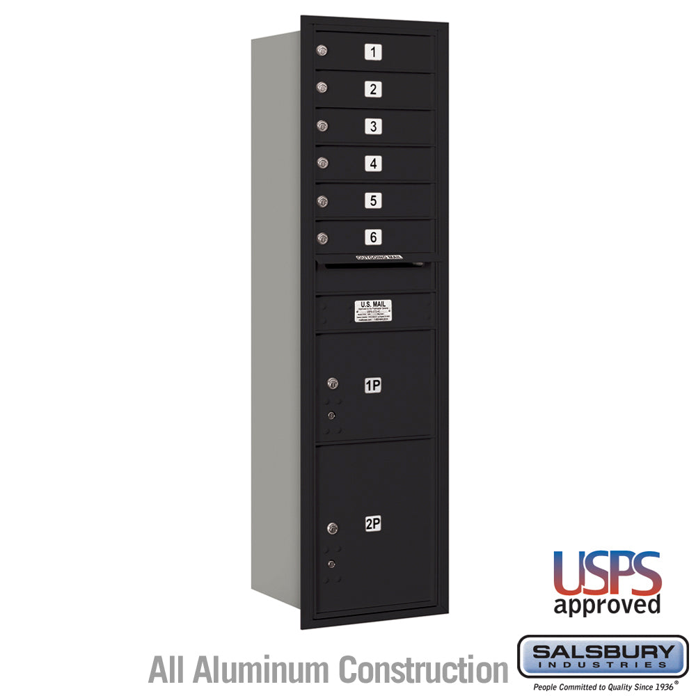Maximum Height Recessed Mounted 4C Horizontal Parcel Locker with 8 Compartments - Black - Rear Loading