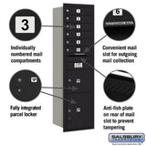 Maximum Height Recessed Mounted 4C Horizontal Parcel Locker with 8 Compartments - Black - Rear Loading