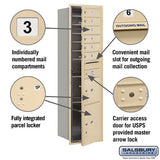 Maximum Height Recessed Mounted Mailbox with 6 Doors and 2 Parcel Lockers in Sandstone