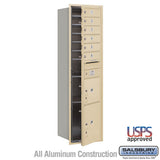 Maximum Height Recessed Mounted Mailbox with 6 Doors and 2 Parcel Lockers in Sandstone