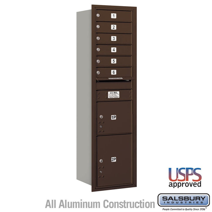 Maximum Height Recessed Mounted 4C Horizontal Mailbox with Parcel Lockers - Bronze - USPS Approved