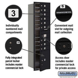 Maximum Height Recessed Mounted Mailbox with 9 Doors and Parcel Locker - Black