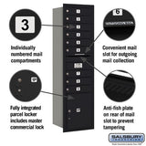 Maximum Height Recessed Mounted Mailbox with 9 Doors and Parcel Locker - Black