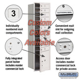 Salsbury Recessed Mounted 4C Horizontal Mailbox, Maximum Height, Single Column, 9 MB1 Doors + 1 PL4.5 Parcel Locker, Custom Color, Front Loading, Private Access