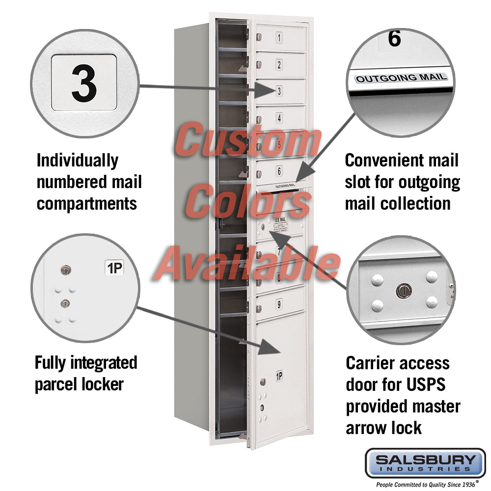 Recessed Mounted 4C Horizontal Mailbox - Maximum Height Unit with Parcel Locker
