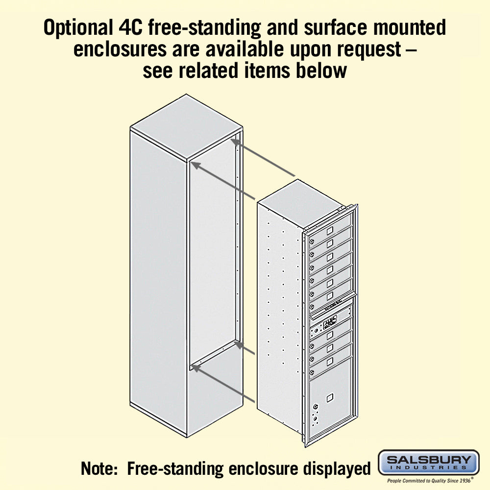 Recessed Mounted 4C Horizontal Mailbox - Maximum Height Unit with Parcel Locker