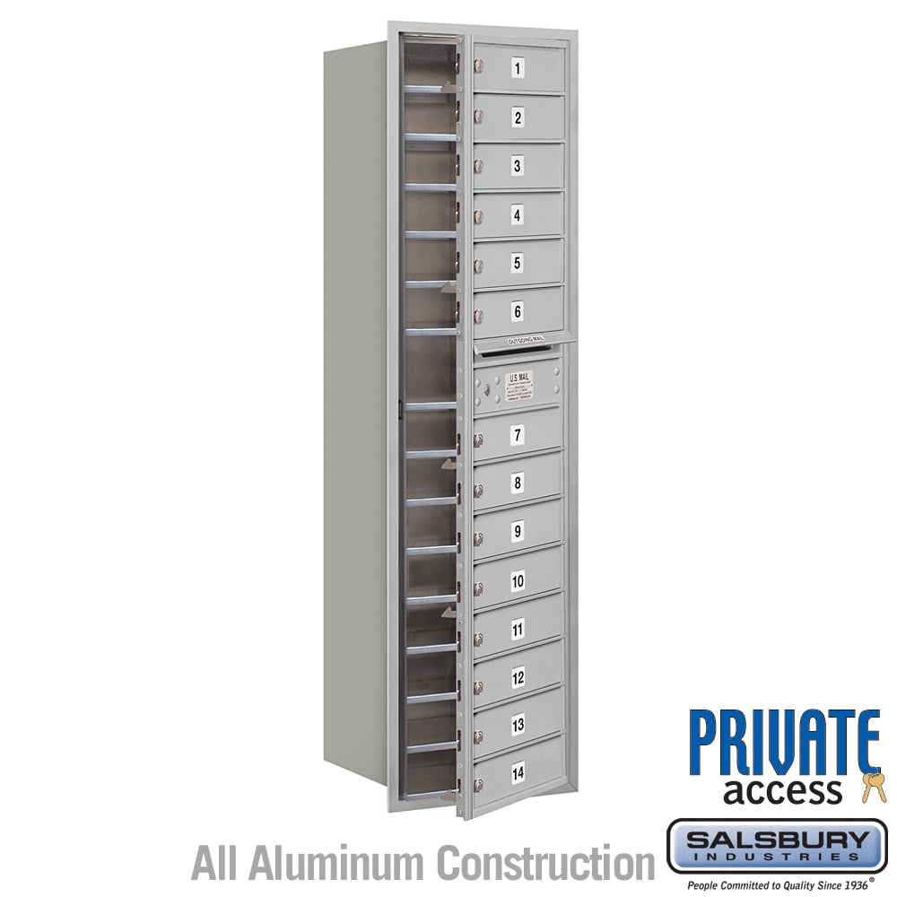 Maximum Height Recessed Mounted 4C Horizontal Mailbox with 14 Doors - Private Access