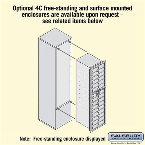Maximum Height Recessed Mounted 4C Horizontal Mailbox with 14 Doors - Private Access