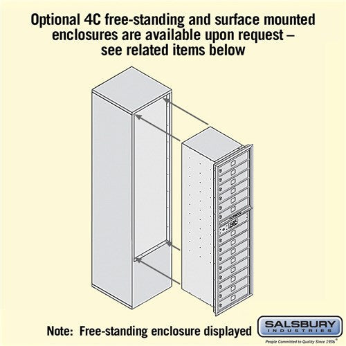 Maximum Height Recessed Mounted 4C Horizontal Mailbox with 14 Doors - Private Access