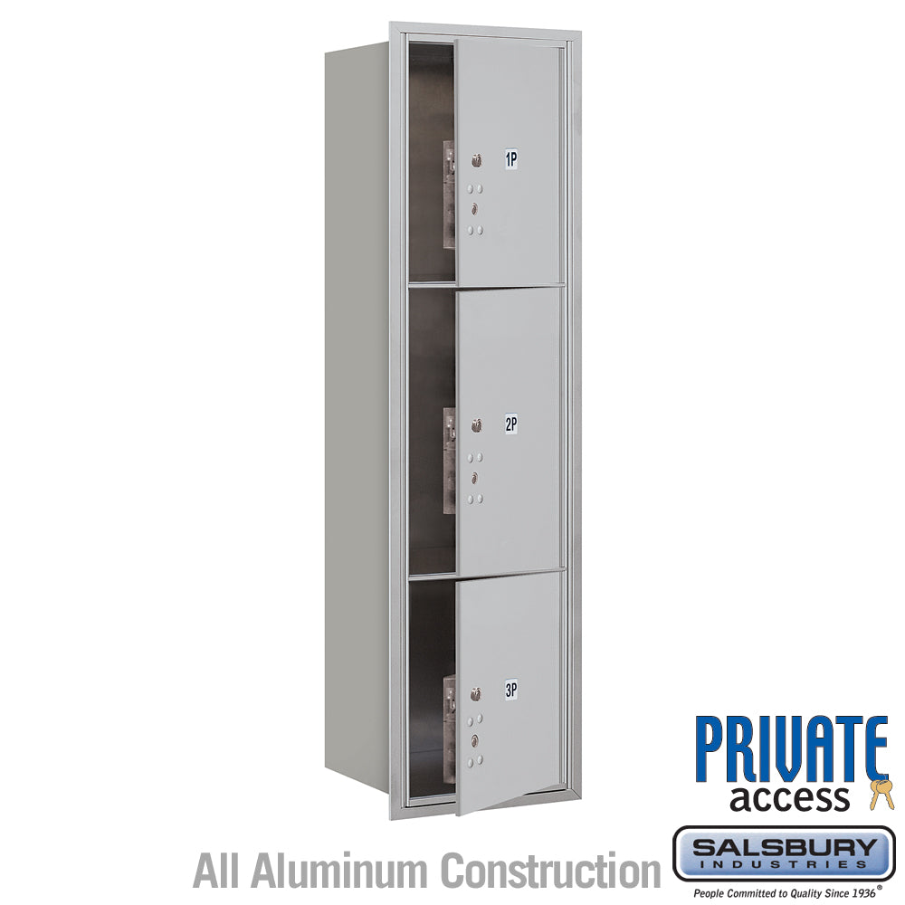 Maximum Height Recessed Mounted Parcel Locker with 3 Compartments - Front Loading