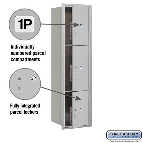 Maximum Height Recessed Mounted Parcel Locker with 8 Compartments - Sandstone Finish