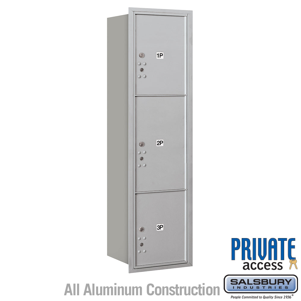 Maximum Height Recessed Mounted 4C Horizontal Parcel Locker with 3 Parcel Compartments - Rear Loading