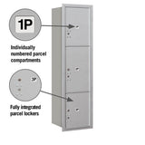Maximum Height Recessed Mounted Parcel Locker with 3 Compartments - Rear Loading