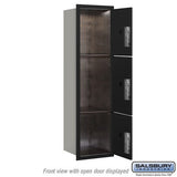 Maximum Height Recessed Mounted 4C Horizontal Parcel Locker with 3 Compartments - Black - Front Loading